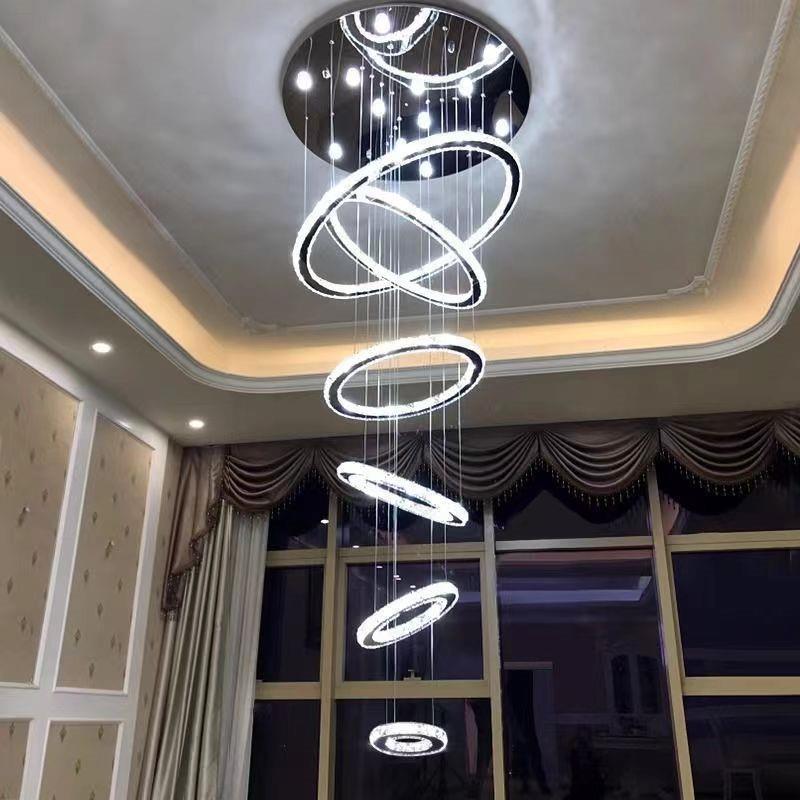 客厅吊灯奢水晶吊灯现代简约式楼lof复t间70953楼轻梯家用餐厅吊