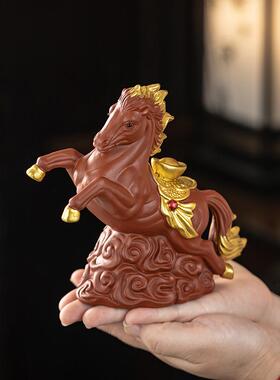 马有茶钱茶宠可养生肖马茶茶ANW上玩招财唐马摆件道元宝紫砂桌装