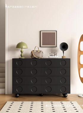 家用复古斗黑色卧室床尾收约纳储物柜客FOA厅简柜斗柜沙发边柜小
