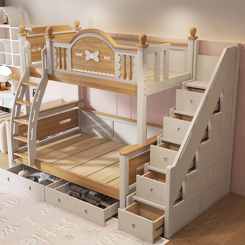 儿童子母床019家用童双层床全木高低床实多床功能上下铺樱桃木床