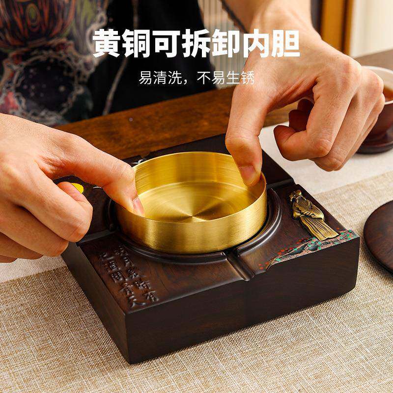 黑檀实木中式大号意带盖木质欧式创性个客烟灰缸潮流厅家用96293