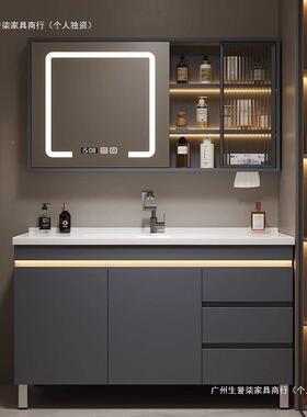 简盆约现代柜智能浴室组合实木卫生间洗手66141洗脸洗漱瓷一体落