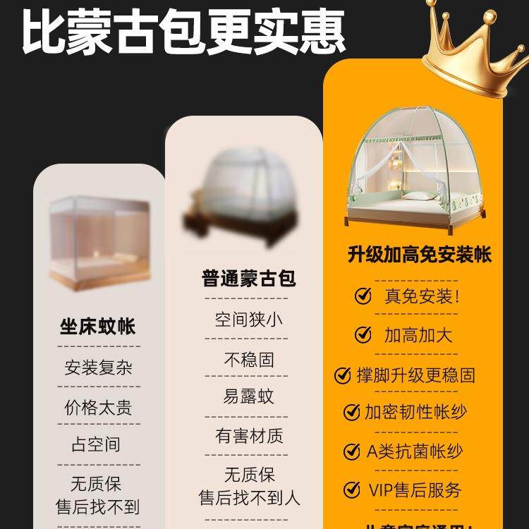免装蚊帐蒙古包家用MW03—TK卧安室童2025新款防儿全罩摔式宿舍可