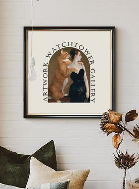 山茶物花中QB202210古人挂画装式复古饰法画美式卧室小众餐厅墙面