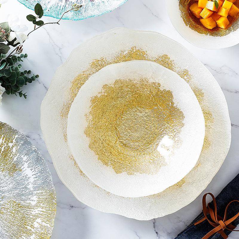 ADACAM兜进口金无铅玻璃果盘创意沙果沙拉水果冷食摆盘PBQ酒R店家