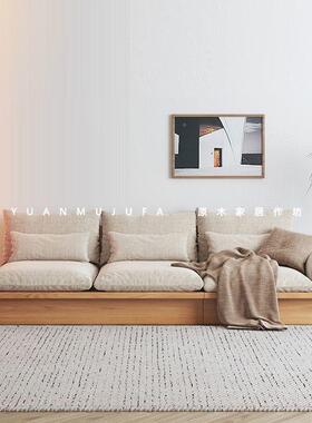原厅宿AXN风木框架日式沙发客小户型现代简约储实艺物三人地台布