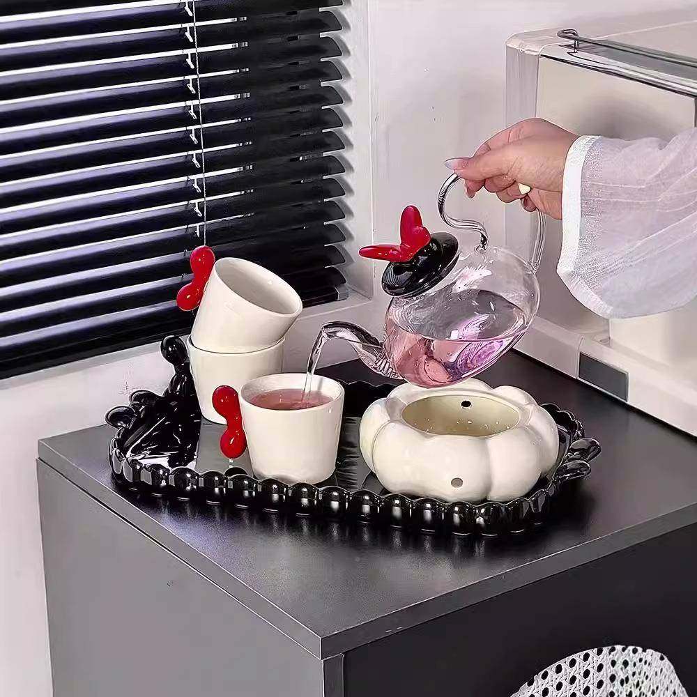 撞精色蝴蝶盖花茶壶套装致下午茶水具组合果喝生水支持加ltao1008