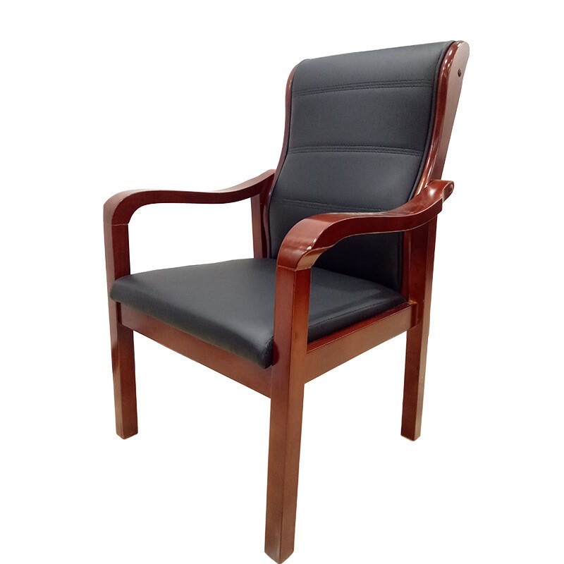 实木办公会议桌椅子简约培训四脚靠背带扶手皮质棋牌室麻将电脑椅