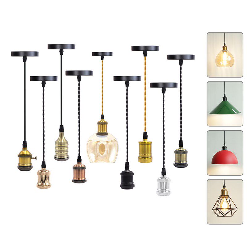 吊线 灯座E27铝材木灯座可加灯罩吧台饭厅商用吊灯