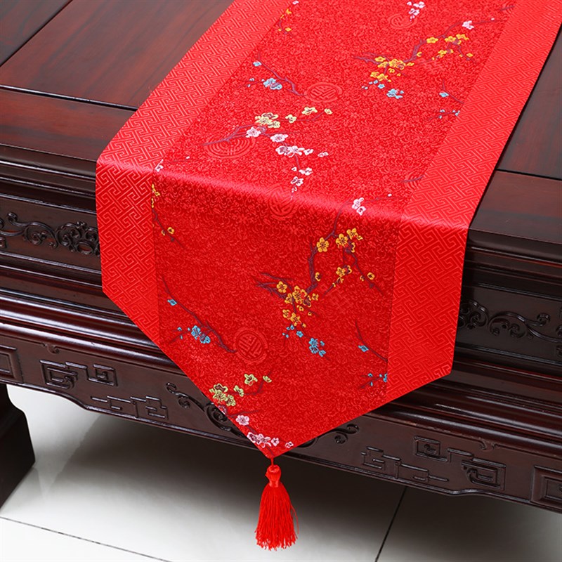 艺必旭 中式时尚简约织锦缎餐桌桌旗桌布 茶几布艺旗 床旗 台布