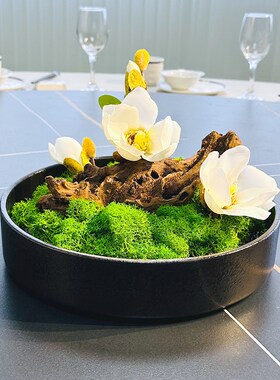 新款酒店圆桌转盘仿真花餐桌花摆花摆件饭店包厢桌面高档假花摆设