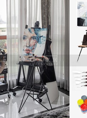 推车工具陈列画架组合主题画笔油画复古样板房绘画颜料阳台