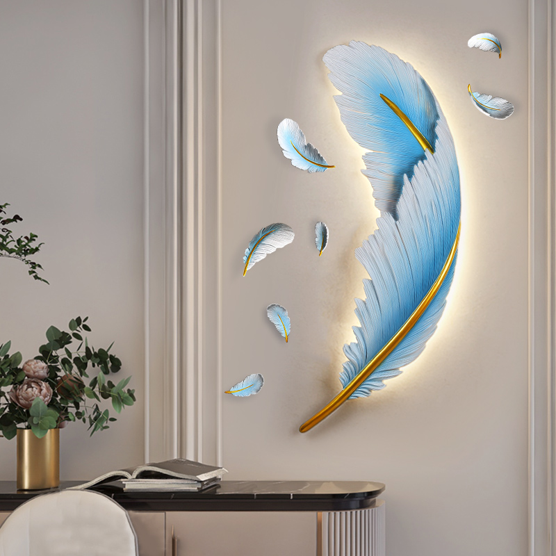 卧室壁灯2023新款羽毛壁灯玄关客厅电视背景墙装饰现代简约床头灯
