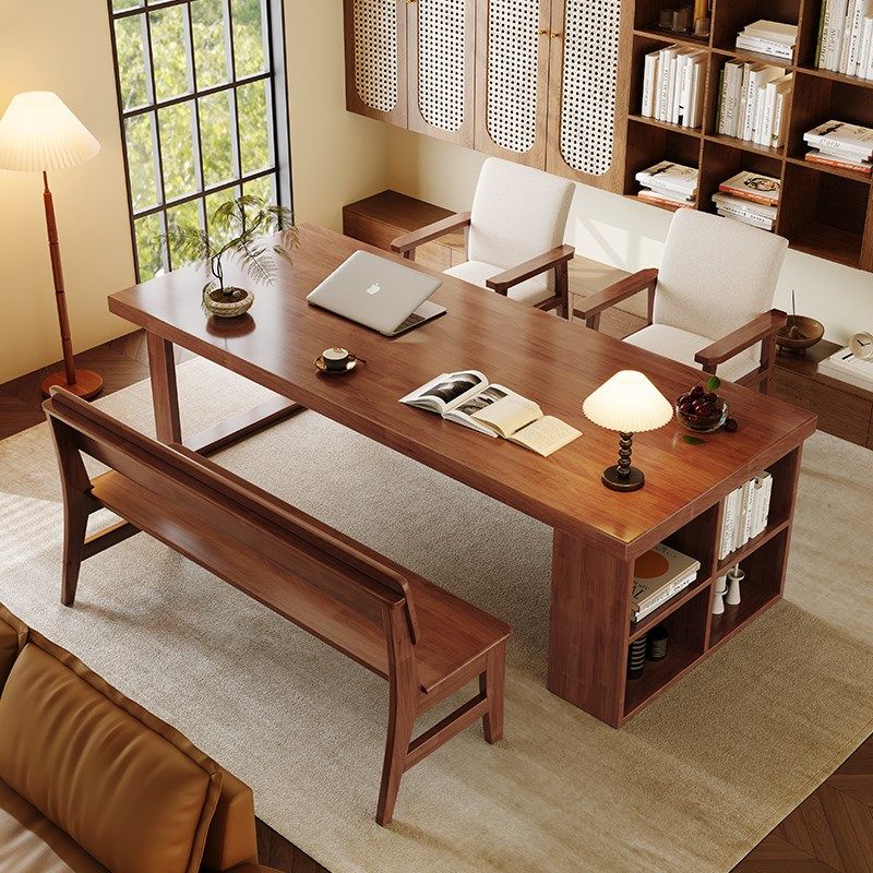 去客厅化大长书桌实木亲子阅读学习桌简易工作台大板桌家用办公桌