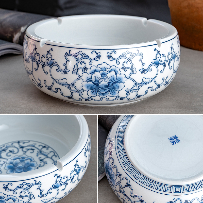 陶瓷烟灰缸特大号家用客厅创意个性潮流复古办公室宾馆防飞灰烟缸