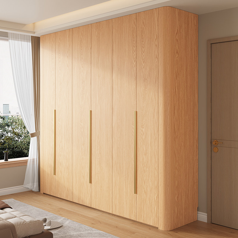 定制全实木橡木圆弧转角衣柜新款2024爆款一门到顶家用主卧大衣橱