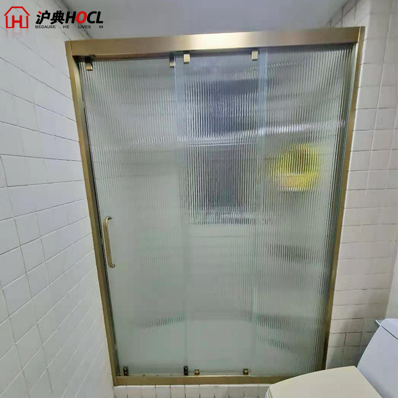 不锈钢三联动淋浴房极窄一字形推拉玻璃移门卫生间干湿分离隔断