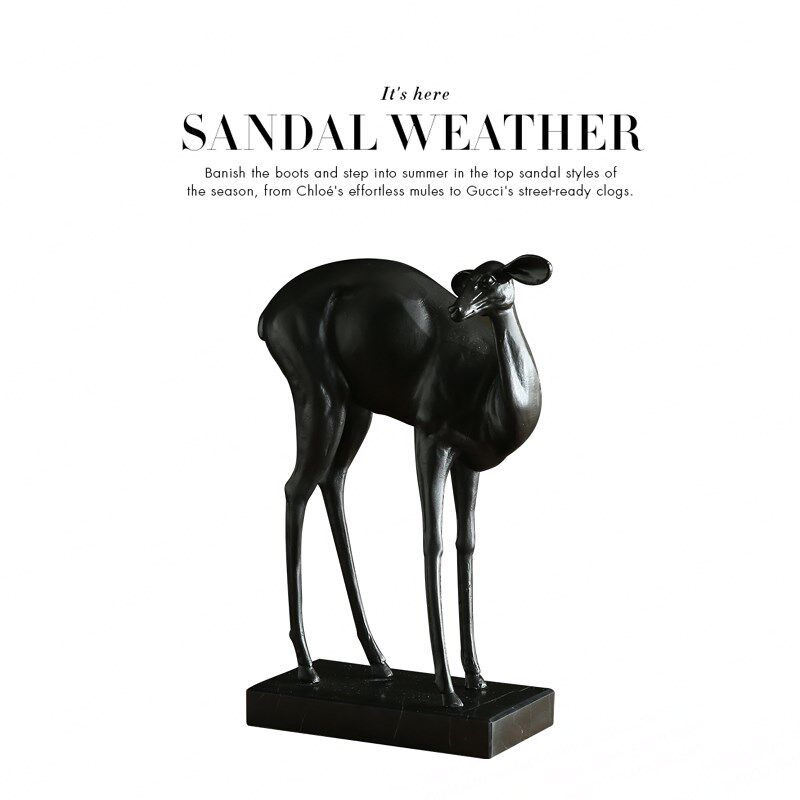 黑色金属铁艺装饰鹿摆件工艺品 欧式复古家居饰品样板间书房摆件