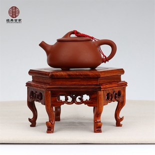 红木雕工艺品花梨木圆形花几 鱼缸花瓶盆景奇石实木底座花架摆件