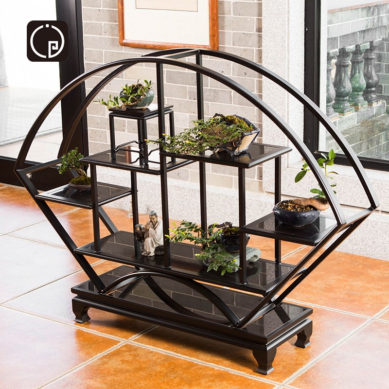 桌面微型盆景架客厅小花架奇石摆件花几室内简约阳台铝合金绿植架