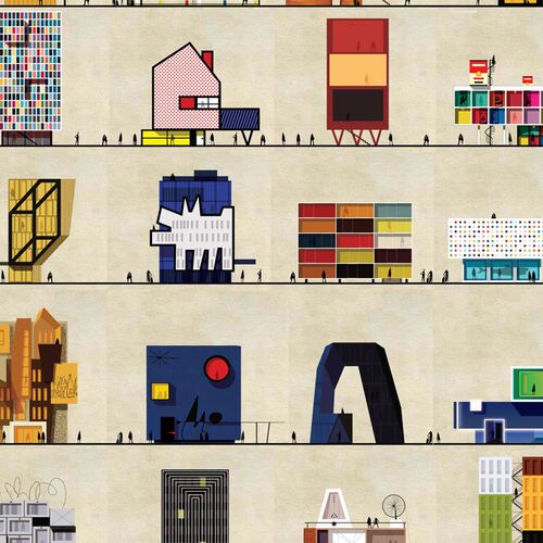 艺术家风格建筑图谱装饰画 ARCHIST CITY现代城市地标挂画海报