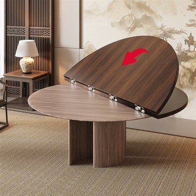 实木圆桌面板可折叠餐桌家用带转盘15人简约圆桌面中古酒店大板桌