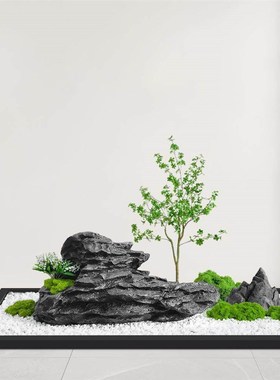 室内装饰仿真石头绿植造景别墅庭院酒店餐厅前台展厅创意装饰摆件