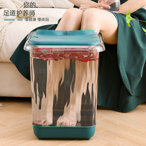 泡脚桶过小腿家用保温带盖加高桶养生按摩便携式宿舍足浴盆洗脚桶