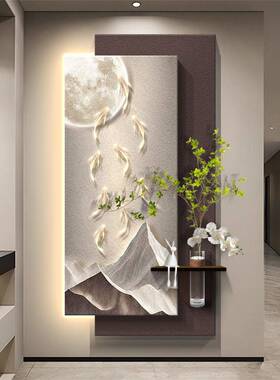 九鱼图关装饰画画入门户正对挂2025新款高玄端客厅走廊过JPK道壁