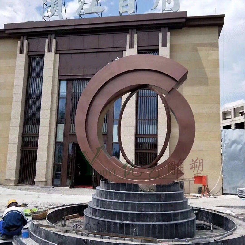 大型不锈钢圆环抽象景观雕塑