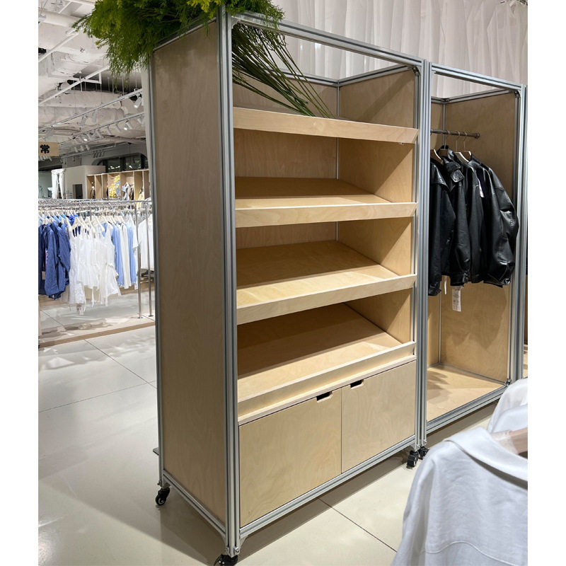 简约桦木海洋板服装中岛展示柜