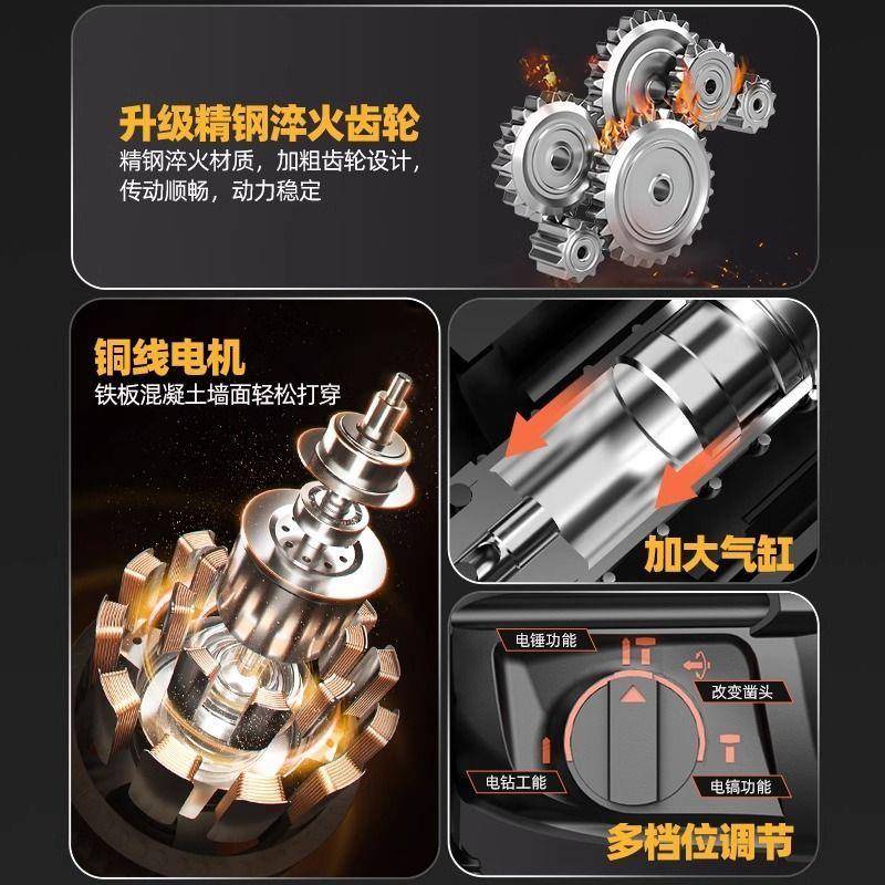 壹玖捌捌电锤轻型大功率多0功能2/2/26两电用867三用锤4电镐冲击图片