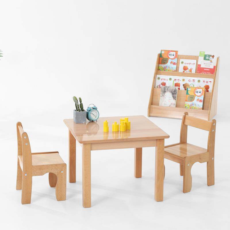 7T圆幼儿园早教蒙氏桌椅榉木儿童餐长桌木方桌桌子实OLT木桌书桌