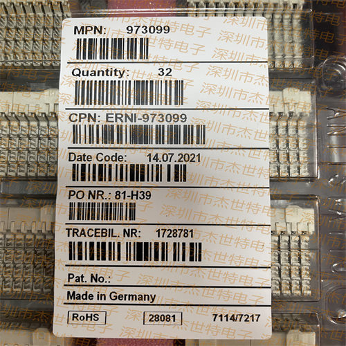 973099 ERNI连接器 96PIN数据传输10Gbit/s