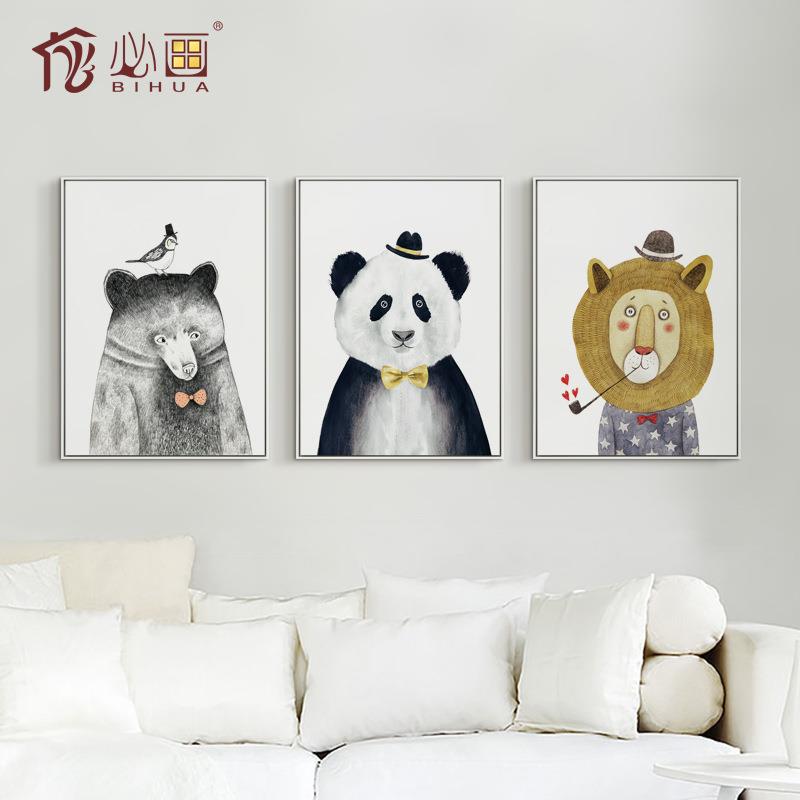 家挂画客厅饰卧软室餐厅装居XL-116饰画直儿童房卡通动物挂画厂家