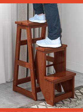实β多功能家用梯子凳木两用室内步F759MS78两步三步踏楼登梯椅子