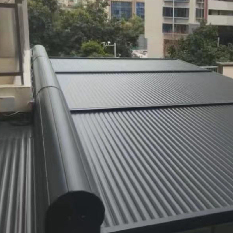 遮阳棚铝合金折叠天幕遮阳篷铝合金电动伸缩阳光房雨棚铝合金天幕