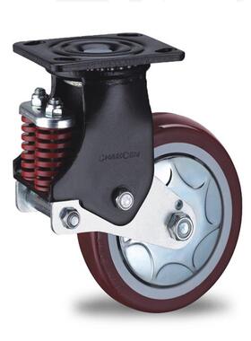 家售重型减震脚轮大万向厂轮刹车轮橡胶轮PU轮载重E3款5寸销工业