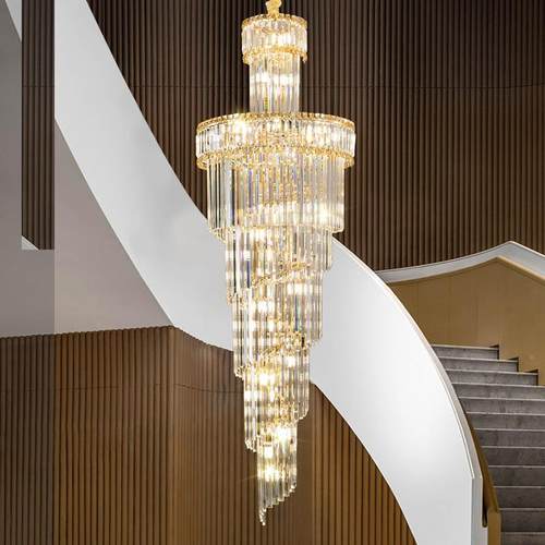 墅水晶大灯旋转楼梯大堂酒店复式楼楼大吊别气宴会83854厅中水晶