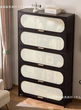 黑色中古风五斗柜柜客厅卧室收纳柜子物柜储OBT书柜玄关柜窄立多
