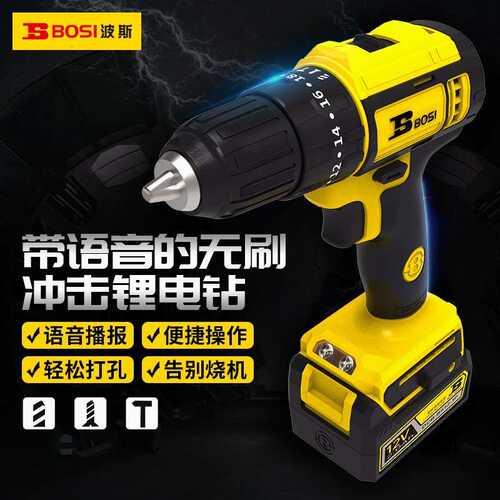 波斯12v/2.0Ah语音手持式电动螺丝刀BS661112 无刷冲击锂电钻