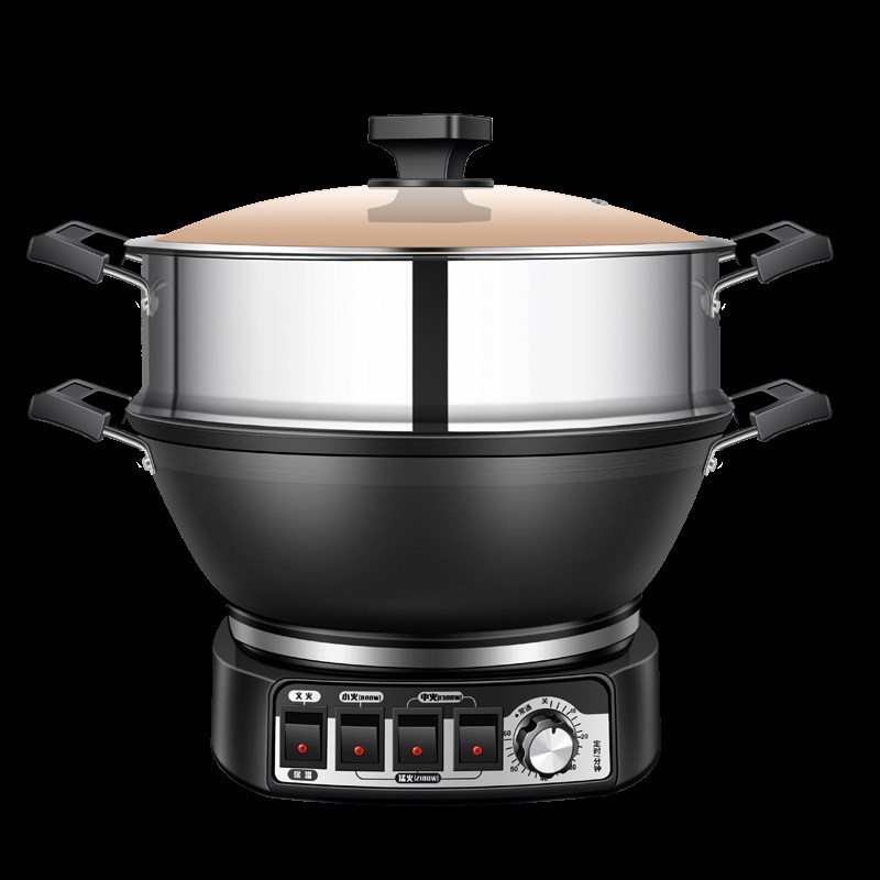 202新款电炒锅多功能电锅爆炒蒸煮炒煎一体电热锅家用炒菜锅插电