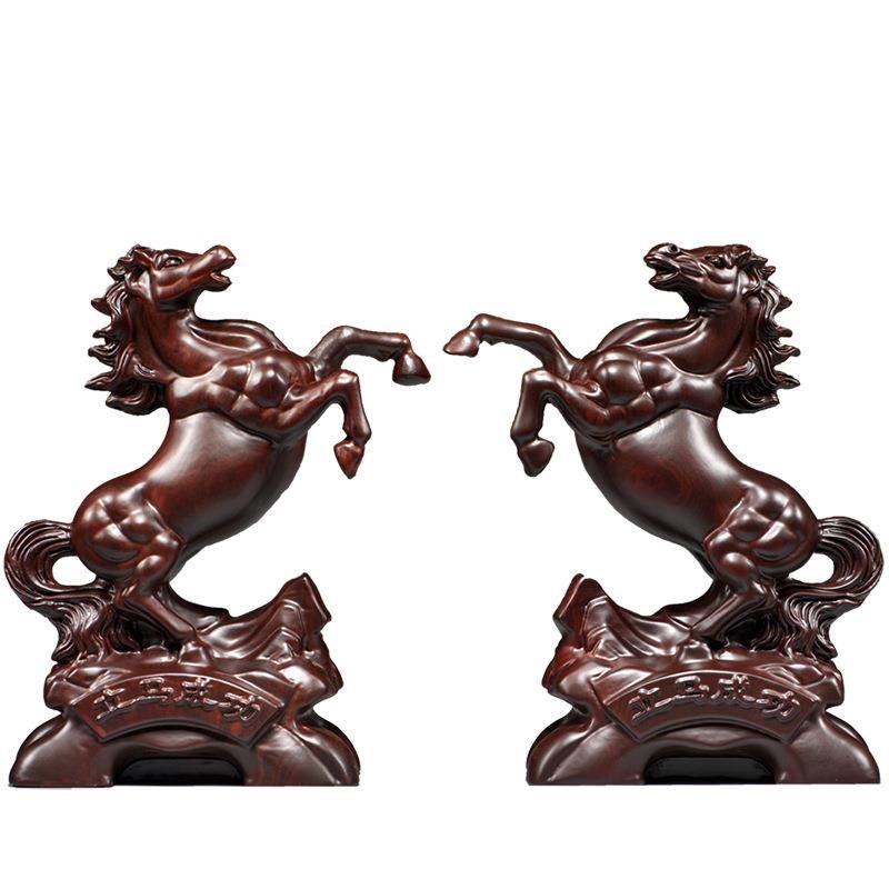 黑檀木雕马到成功摆件实木质十二生肖马家居客厅装饰品送礼工艺品