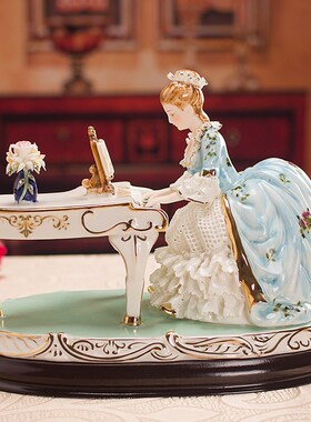 欧式陶瓷摆件精致蕾丝瓷偶人物装饰品手工创意家居客厅工艺品摆设