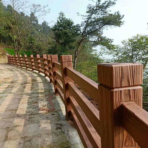 云贵川仿木栏杆 景区园林河道仿竹围栏 阿坝甘孜康定水泥安全护栏