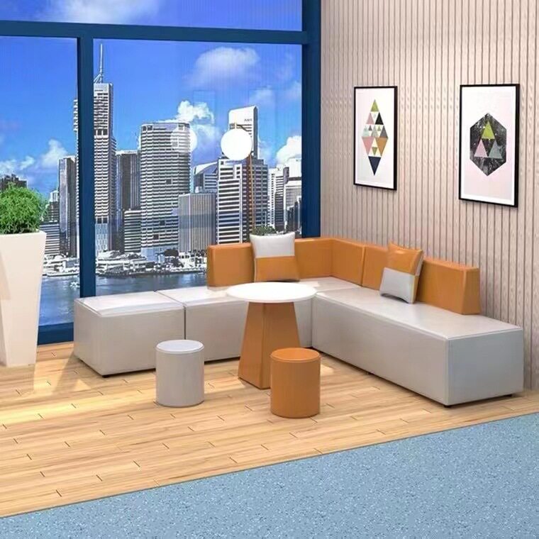 办公室接待沙发条型办公商务会客休闲休息区茶几组合极简商用场所