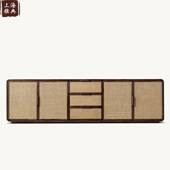 美式 复古电视柜实木法式 简约客厅储物柜橡木编藤餐边柜高端