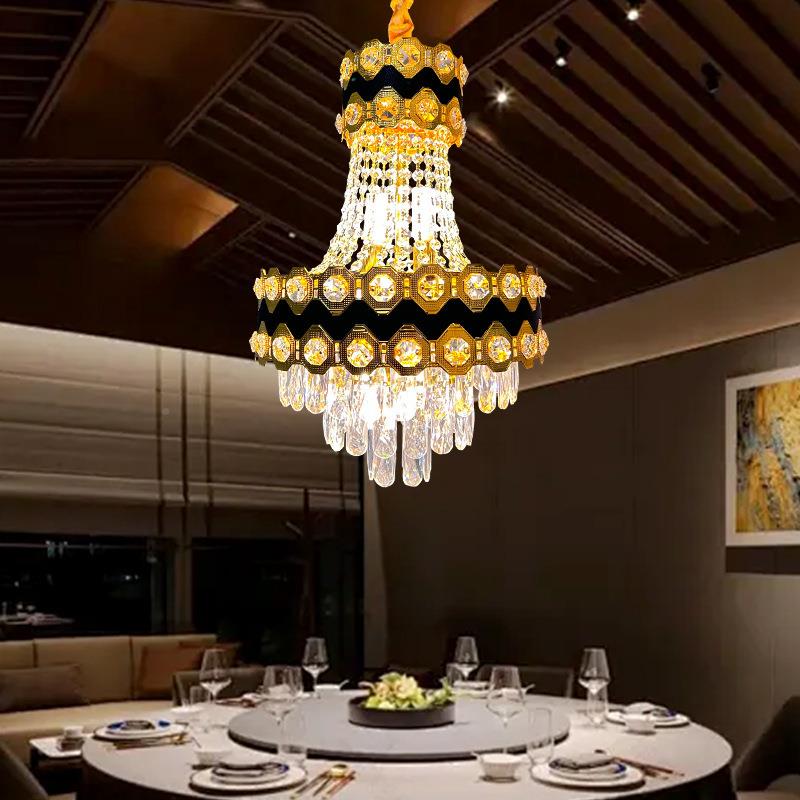 晶法式轻水过客道厅奢大吊灯美式楼梯灯玄关别墅753高档卧室水晶