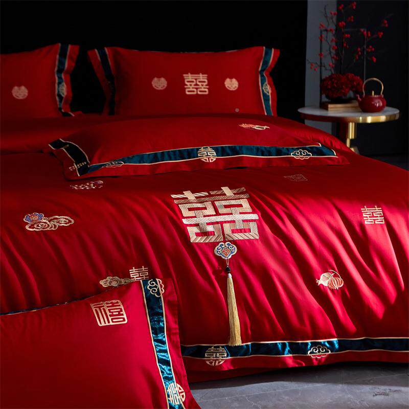 2025新款冬新TMM1010中式全棉长绒棉10支婚庆床秋用品陪嫁结0上婚