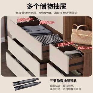 衣柜卧室家用全实木60深推拉门带抽屉柜子出租房用免安装衣橱